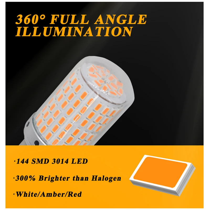 2 pz 1156 BA15S P21W BAU15S PY21W T20 7440 W21W lampadine a LED 144smd Led CanBus lampada per indicatori di direzione luci diurne