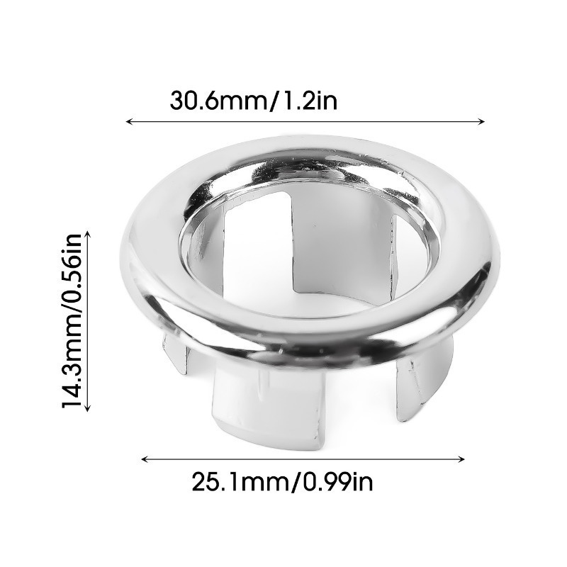 1/4PCS Waschbecken Überlauf Ring Silber Kunststoff Küche Bad Becken Trim Waschbecken Loch Runde Überlauf Stecker Bad ablauf Kappe Net Ring