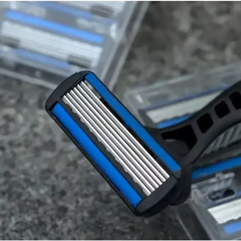 1 mango + 12 cuchillas/maquinilla de afeitar de seguridad Manual para hombres y mujeres, depilación de acero inoxidable de 6 capas, cabezal de afeitadora reemplazable