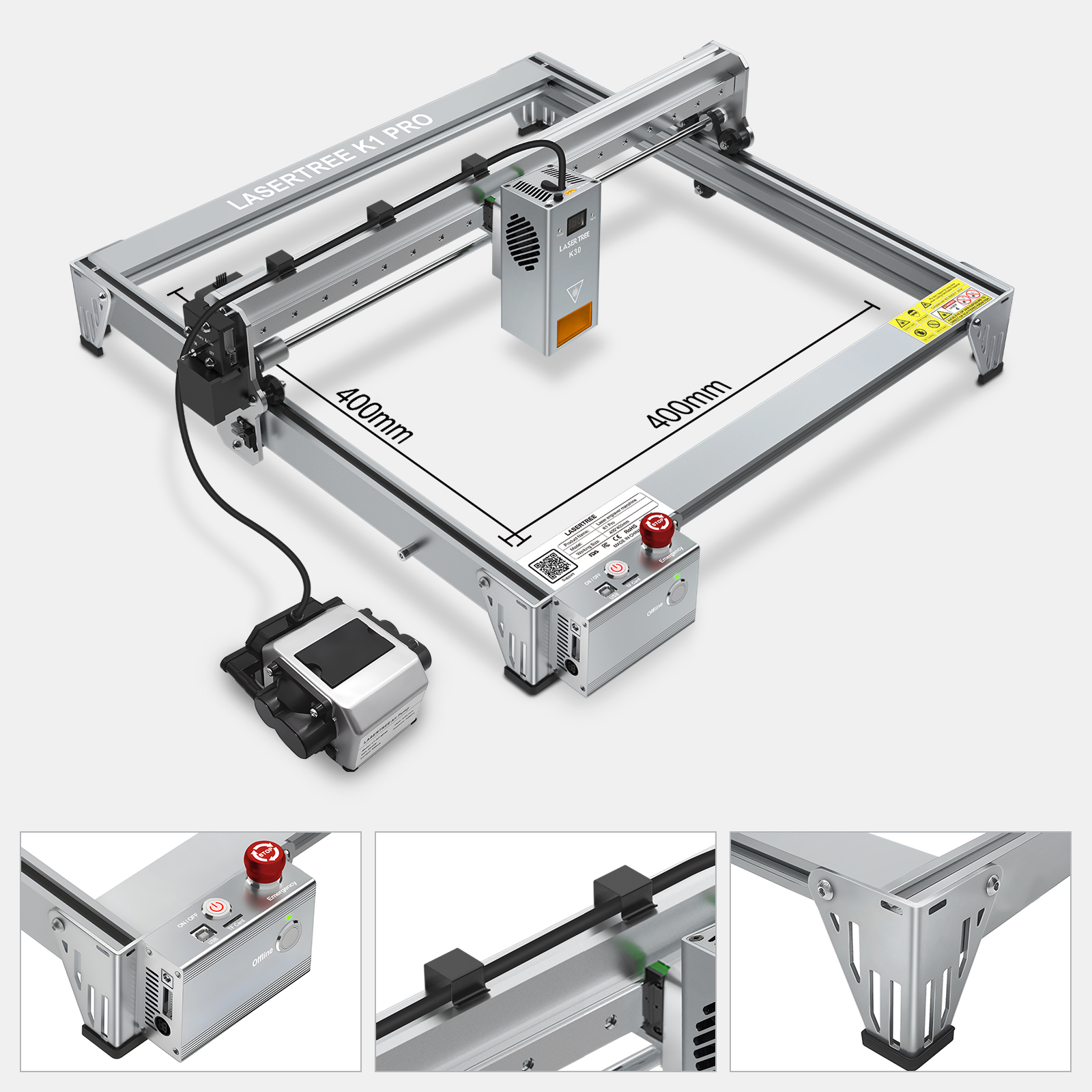 LASER TREE K1PRO Laser Engraver with 30W 40W Laser Module Engraving Cutting Machine CNC Woodworking Tools Working Area 400X400mm