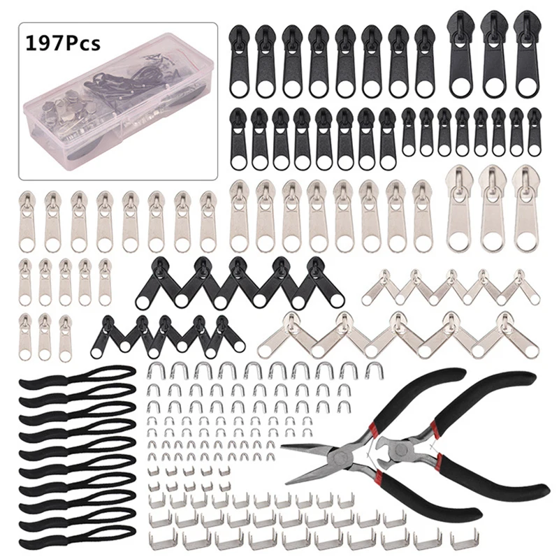 85 ชิ้น/เซ็ตชุดซ่อมซิป Easy Fix ซิป Slider หัวดึงปิด Universal เปลี่ยนหัก/สวมใส่ในครัวเรือนที่ถอดออกได้