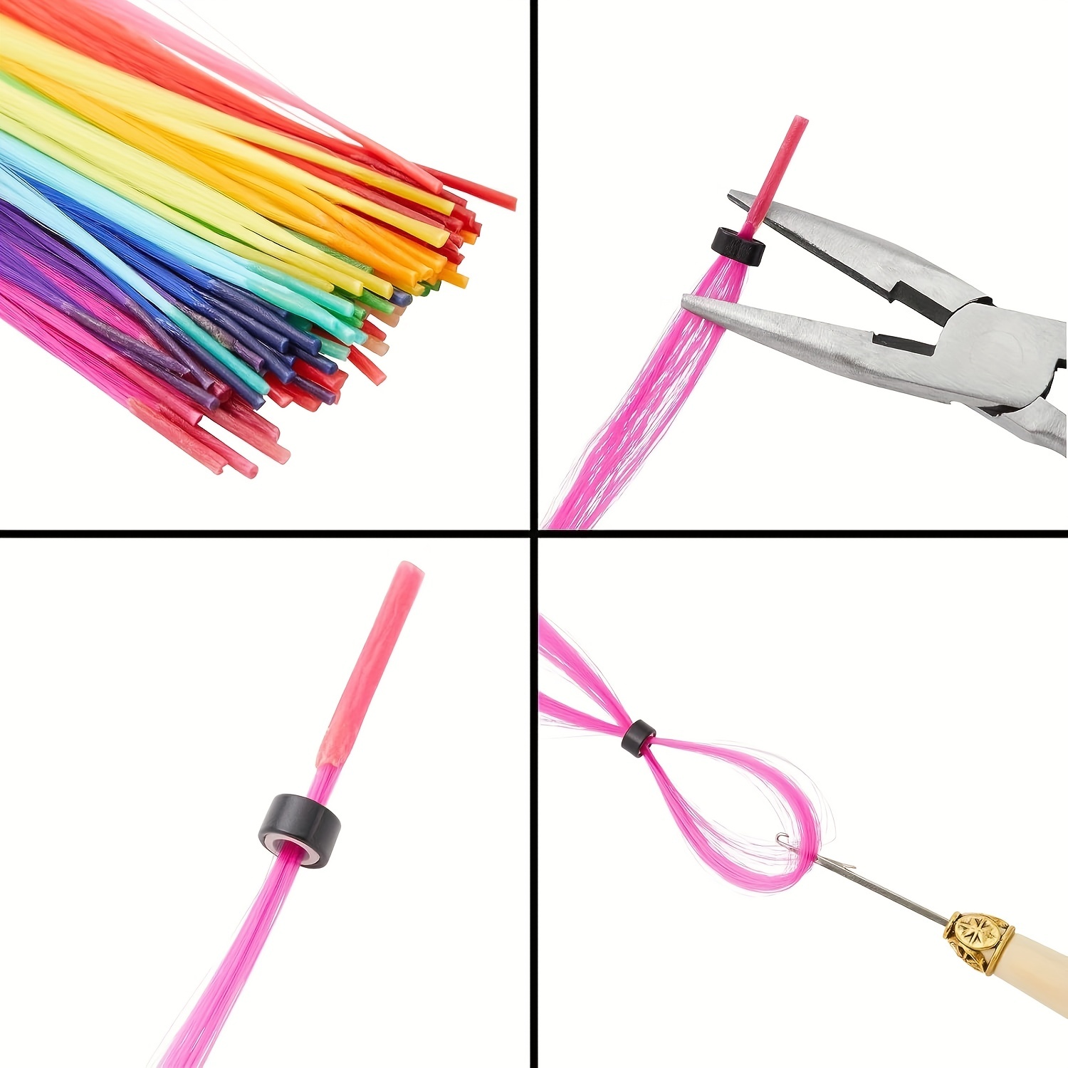 合成繊維で作られた長いストレートヘアピース,反射性のあるヘアアクセサリー,オンブルの色,黒からライト,紫,50ストランド/パッケージ