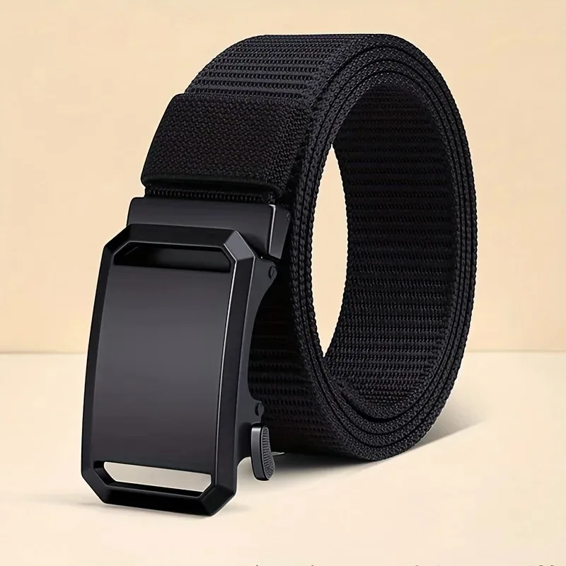Nuevo cinturón de lona con hebilla automática para hombre, cinturón duradero de liberación rápida, ropa de trabajo al aire libre, estilo informal y de negocios ﻿
