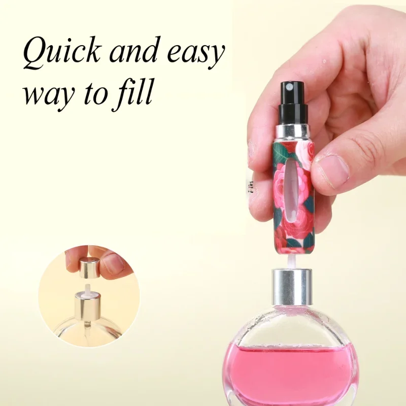 New 5ml Refillable Spray Bottle Mini Flower Pattern Refillable Perfume Bottle with Pendant Empty Cosmetic Containers Cute