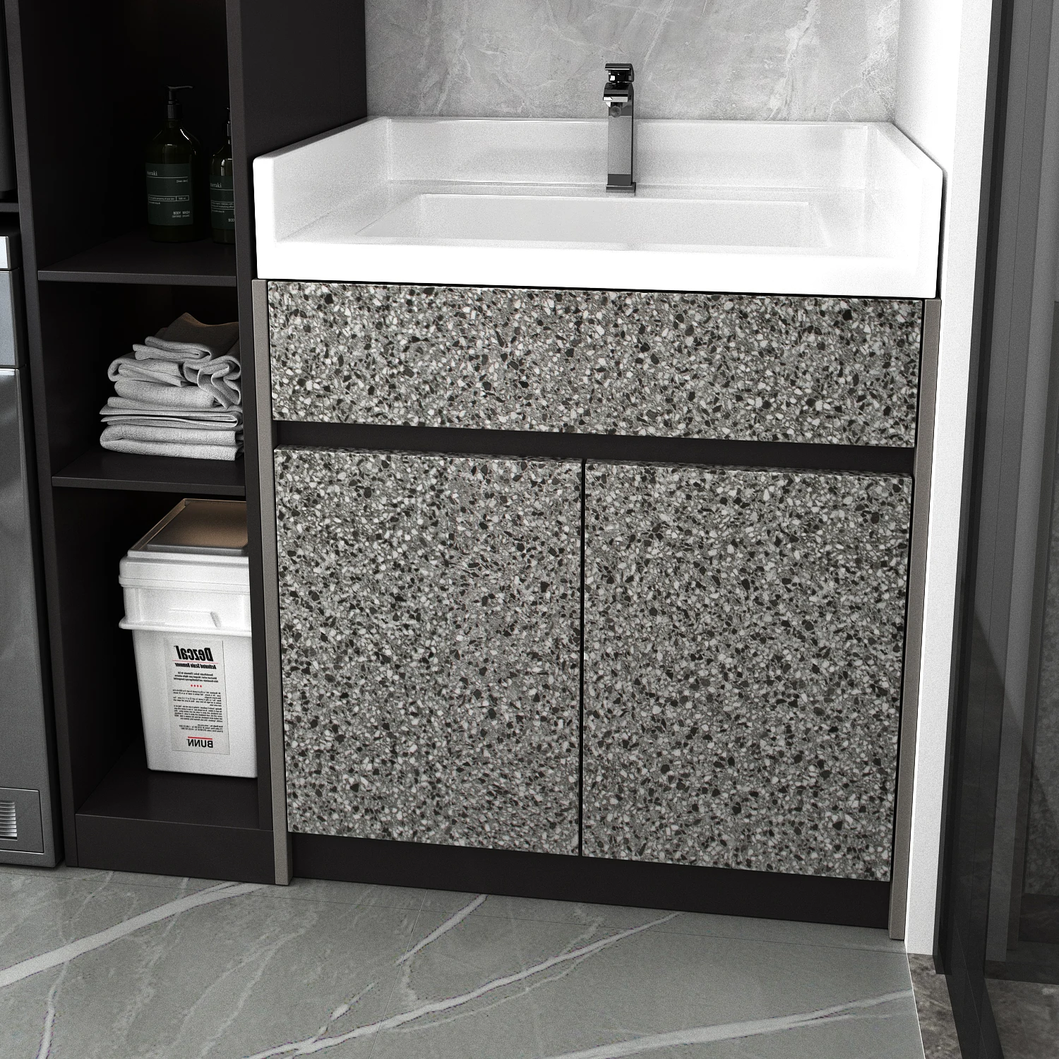 ตกแต่งบ้าน Marble กรวดวอลเปเปอร์ไวนิลห้องครัวห้องน้ำสติกเกอร์เดสก์ท็อปตกแต่งกระดาษติดต่อ