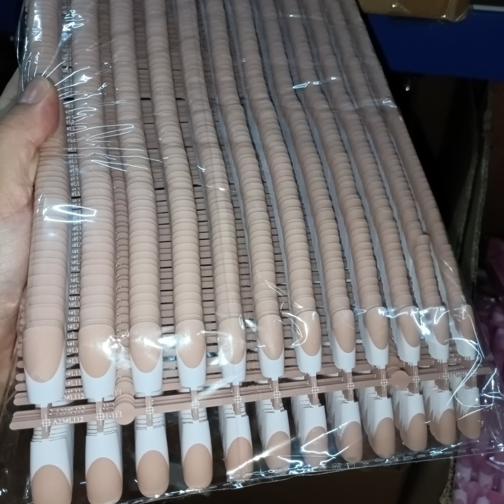 120 Uds. Uñas postizas de punta francesa rosa, forma cuadrada de longitud media con acabado brillante, cobertura completa, uñas postizas preformadas