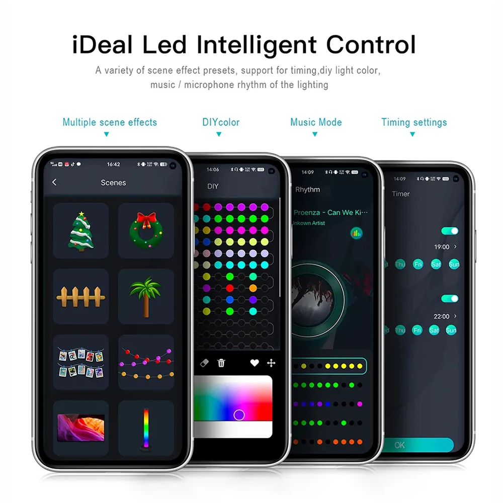 40M iDeal LED APP Intelligent Control LED Fairy Tale Light 5V RGB IC waterproof Light String Suitable For Christmas Party Decora