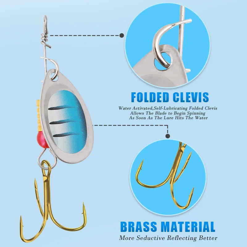 10 pz/set Spinner Lure 10 colori con amo triplo cucchiaio di metallo esca esca dura da pesca con scatola per attrezzatura da pesca