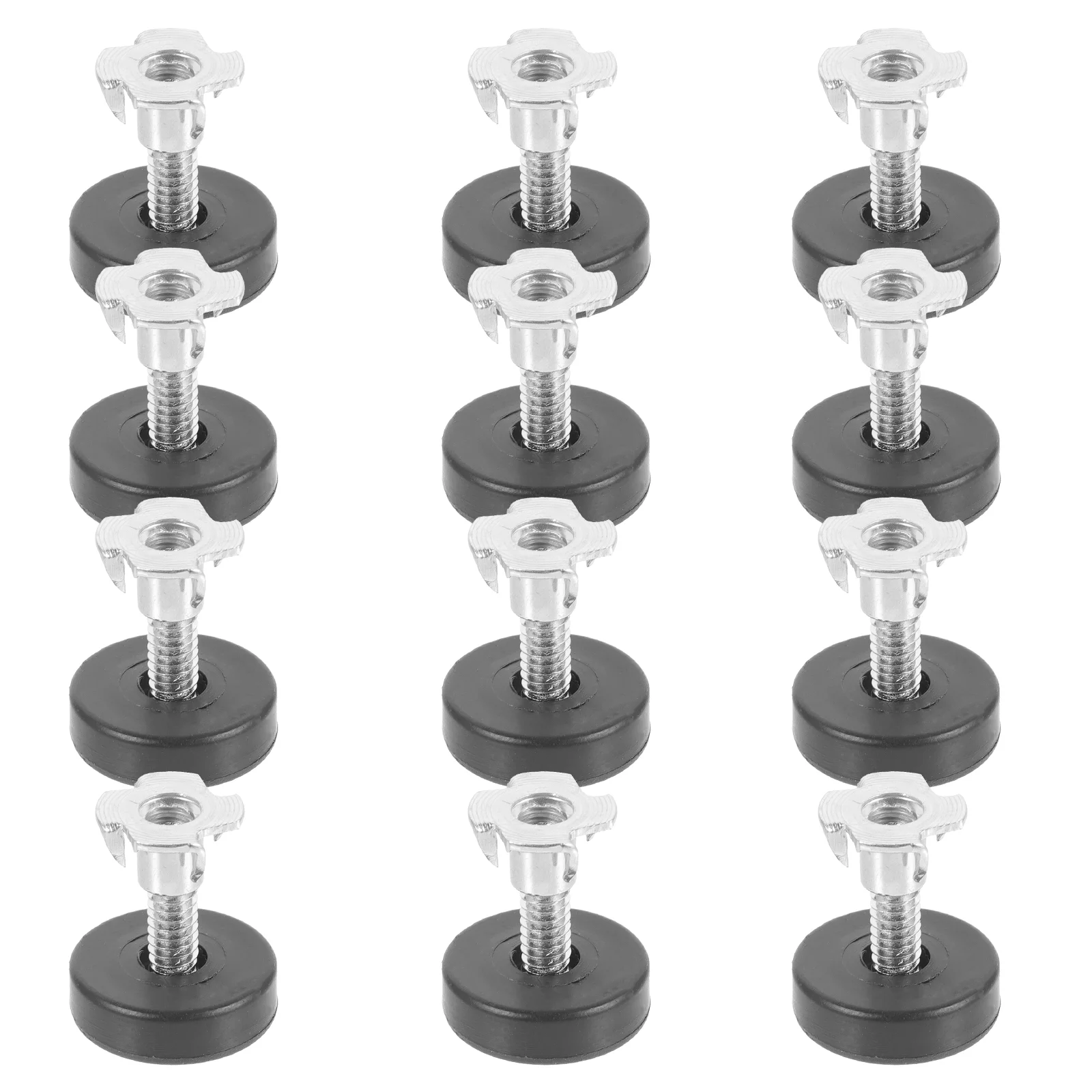 12 Pcs Adjustable Sofa Furniture Balance Feet with Square Nut Threaded Foot Pad Screw on Leveling Pads Leveler for Leg Levelers