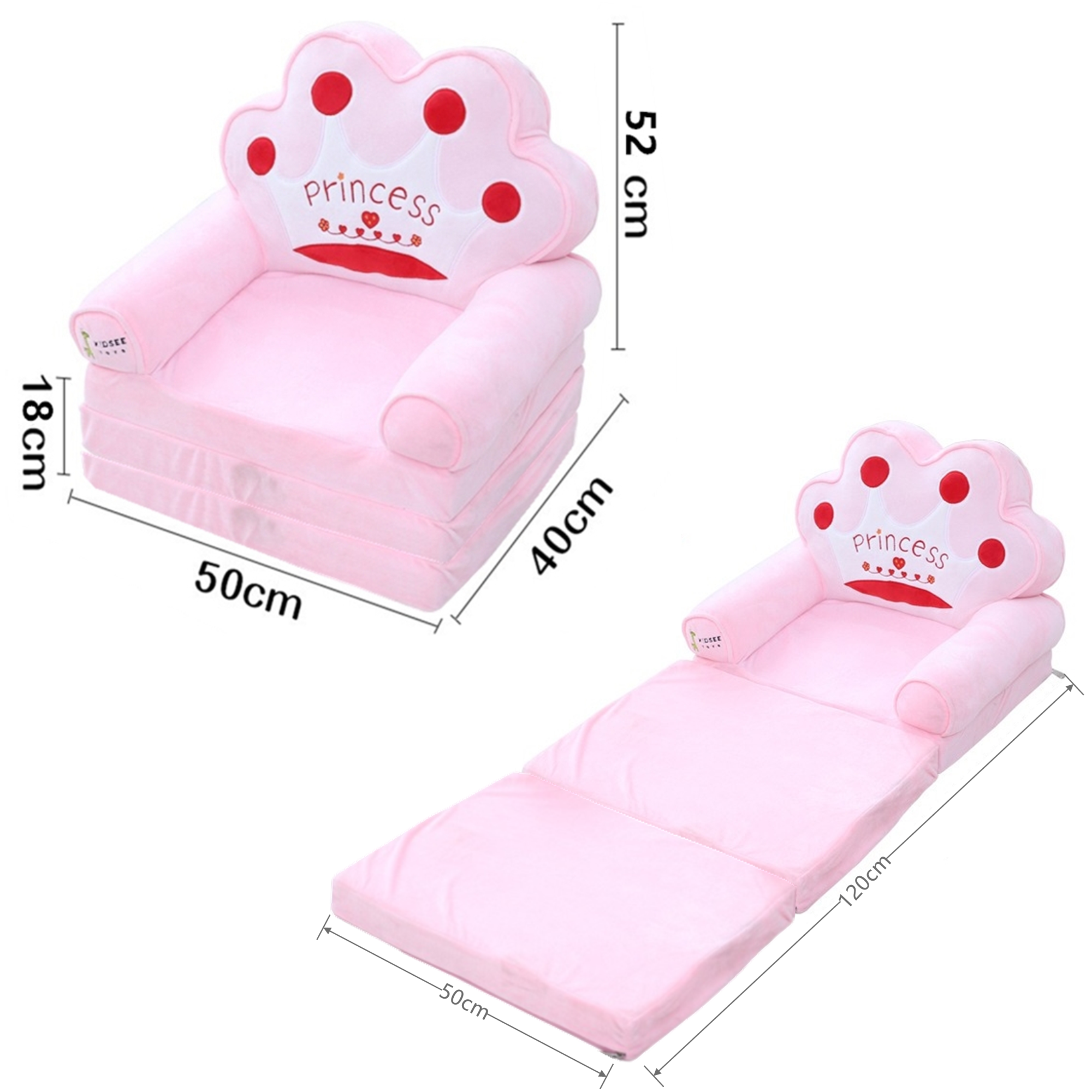 Sofá infantil 2 em 1, sofá conversível para espreguiçadeira, extra macio, cadeira aberta, sofá-cama, animais fofos