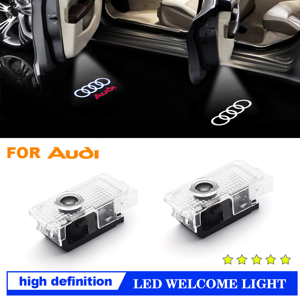 LED Door Sign Welcome Light Laser Projection Light For Audi Sline S3 S4 S5 S6 S7 RS Quattro Q7 Q5 A4 Car Accessories Decoration