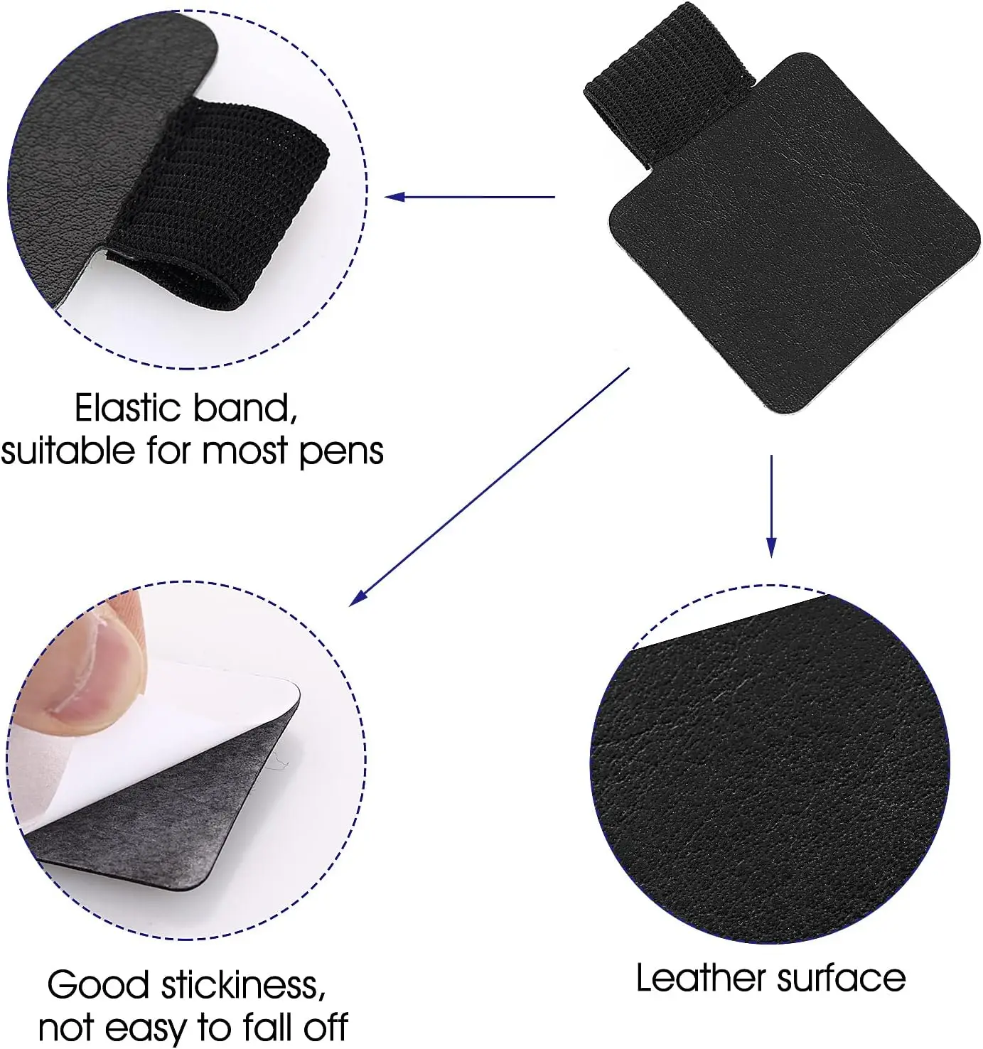 Self-adhesive Pen Holder Elastic Leather Pencil Loop Holders for IPad Case Ipencil Notebooks Laptop PU Stylus Pencil Stand Clip