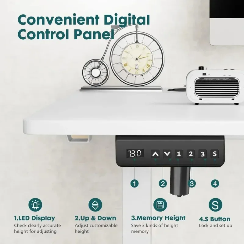 Computer Desk Table for Laptop Bed 55 X 24 Inch Ergonomic Adjustable Desk Stand With Memory Preset Modern Style Writing Gaming