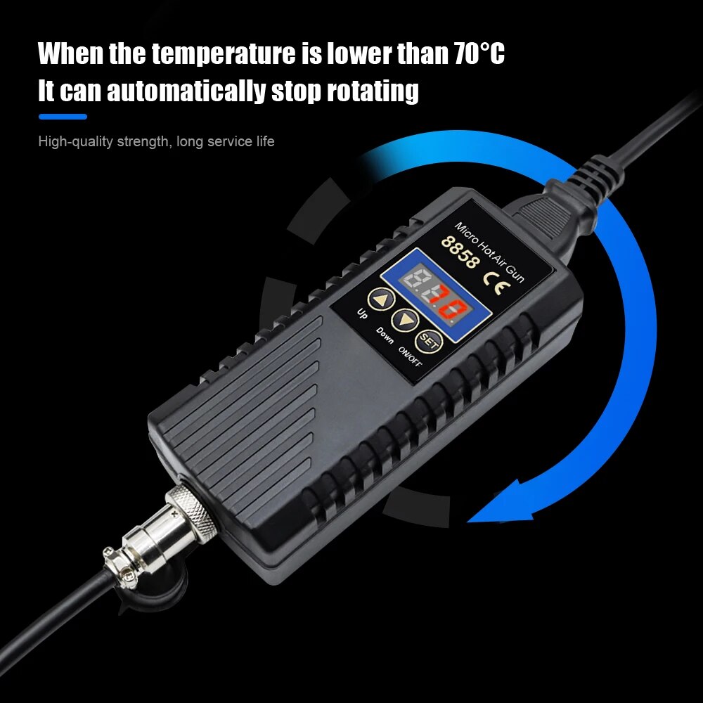 JCD 핫 에어 건 8858 마이크로 재작업 납땜 스테이션, LCD 디지털 헤어 드라이어, 220V 750W 히트 건 용접 수리 도구