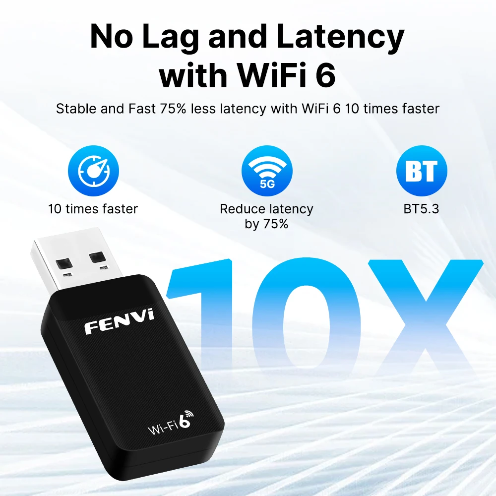 Fenvi WiFi 6 AX900 USB Bluetooth 5.4 Адаптер 2 в 1 Dongle Двухдиапазонный 2,4G 5G USB WiFi Сетевая карта Беспроводной приемник Драйвер Бесплатно