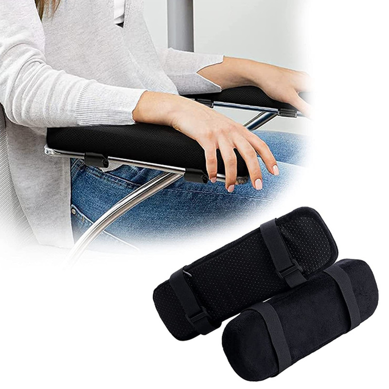 1 PC Armrest Pads ครอบคลุมโฟมหมอนข้อศอก Forearm บรรเทาความดัน ARM REST สําหรับสํานักงานเก้าอี้รถเข็น Comfy เก้าอี้สีดํา