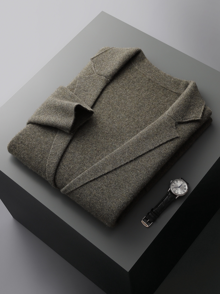 Herfst Winter Mannen Kasjmier Trui Knop Vest Turn-Down Kraag 100% Merinowol Zak Truien Zachte Casual Mode Jas