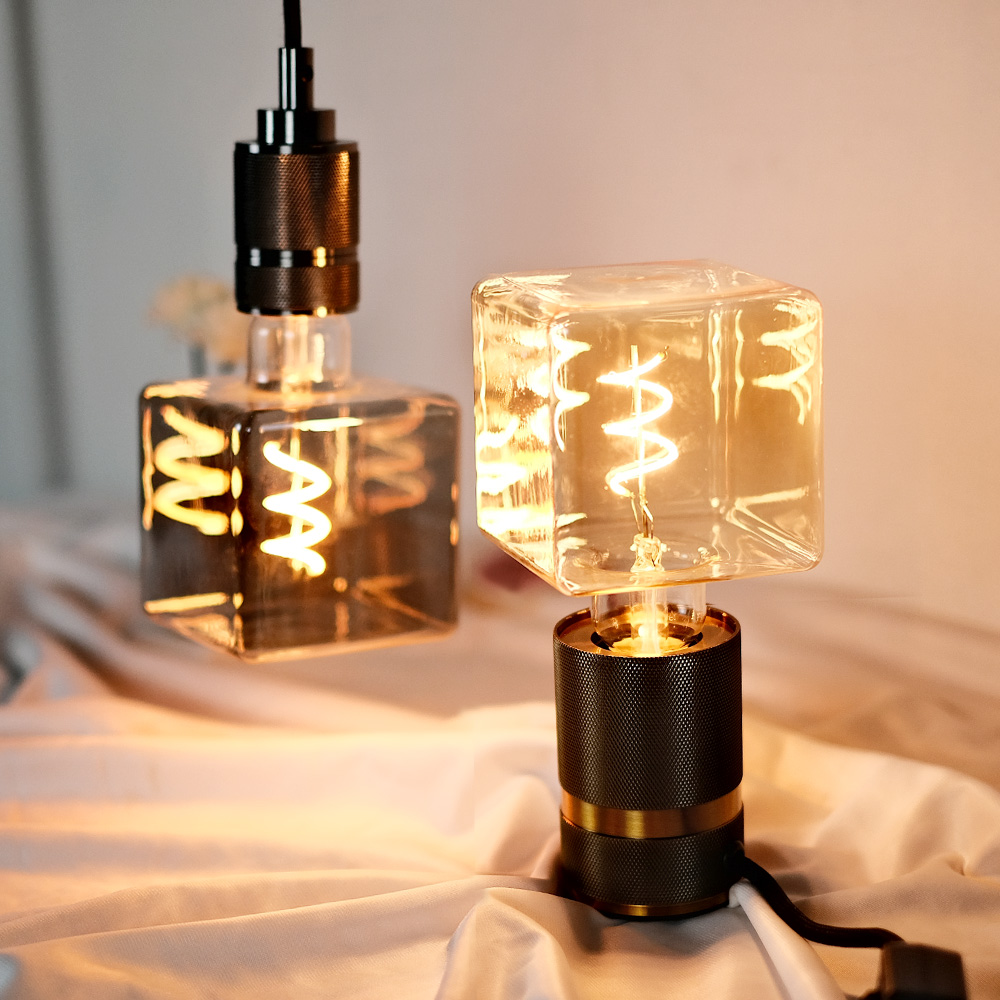 TIANFAN Vintage-LED-Lampe, G95/G30, Edison-Glühbirne, 4 W, dimmbar, 220 V, 110 V, E26, E27, Eiswürfel, dekorative Glühbirne, gelb, warm