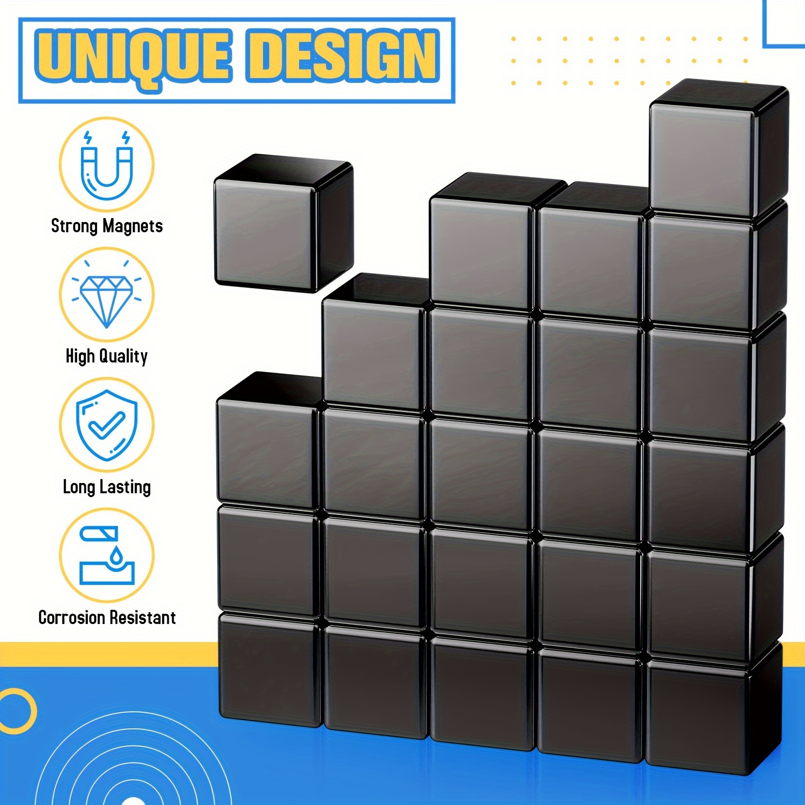 Square magnets, Great Pull Force, Perfect for Fridge, Garage, Kitchen, Science, Craft, Office, Easter decor.