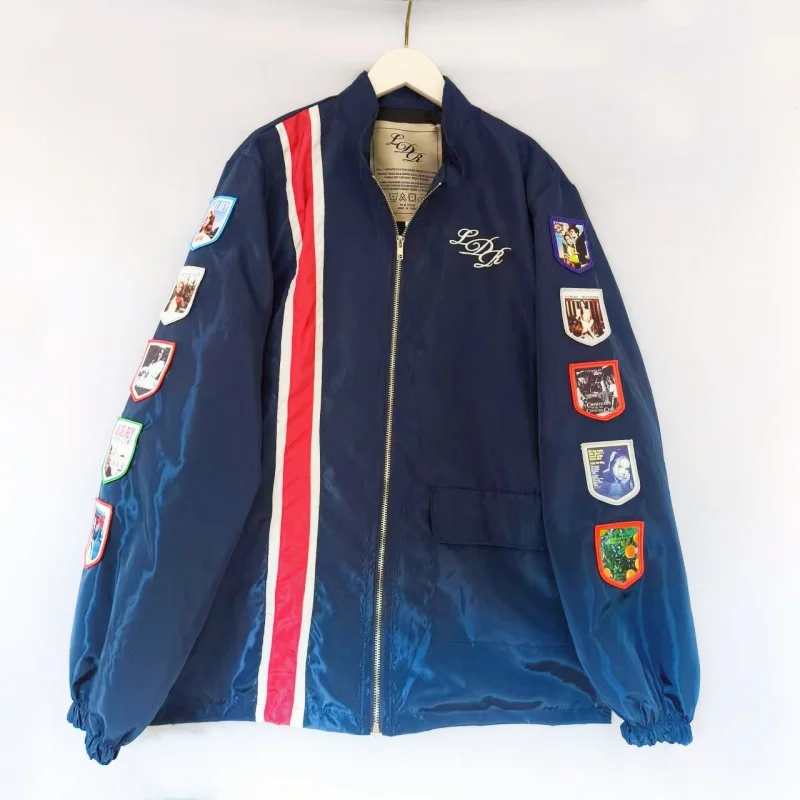 LDR เย็บปักถักร้อย Patch Racing แจ็คเก็ตที่ระลึกน้ําเงินผู้ชายและผู้หญิง Racing Lana Del เสื้อแจ็คเก็ตเสื้อยืดเครื่องแต่งกาย 2024 ใหม่