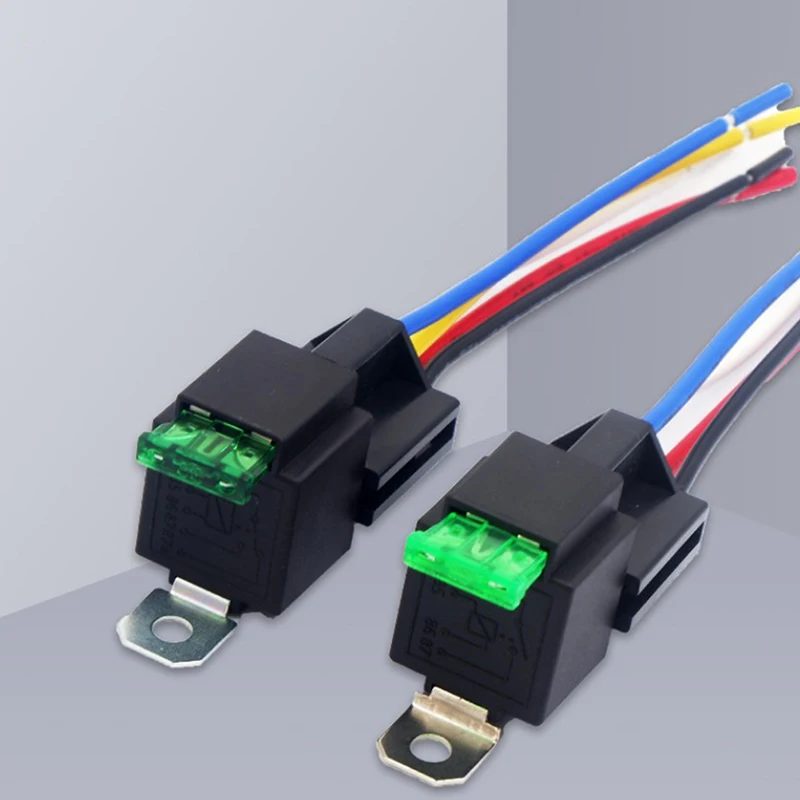 Relé fundido automotriz de alta calidad, 12V CC, 4 pines, 30A, relé normalmente abierto, fusible de 30a con respaldo de 4/5 pines