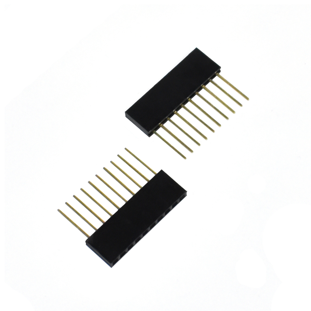 10PCS 2.54mm 단일 행 핀 10MM PC104 긴 여성 핀 헤더 소켓 스트립 쌓을 수있는 PCB 커넥터 Arduino 용 1*6p 8p 10p