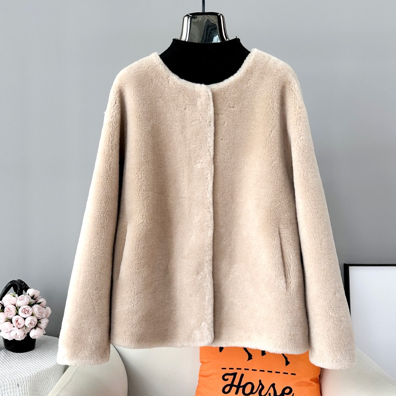Casaco de ovelha shearling para mulheres, lã real, pele, cabelo de cordeiro, jaqueta curta, quente, moda inverno, novo, JT414, 2023