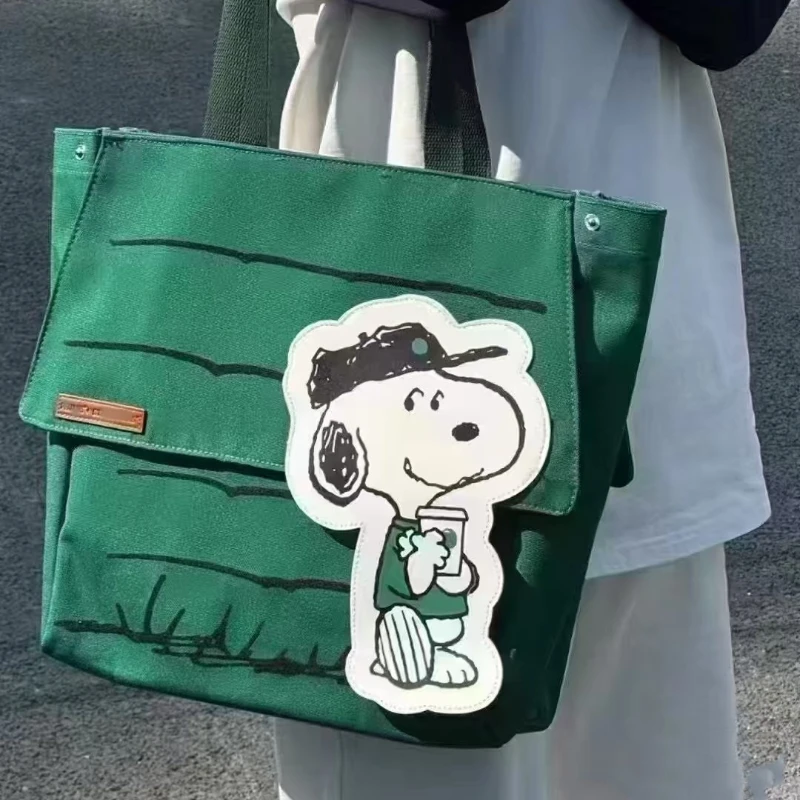 ใหม่ Snoopy ความจุขนาดใหญ่พิมพ์สบายๆสไตล์ขี้เกียจขนาดเล็ก Tote กระเป๋ากระเป๋าเดินทางหญิงไหล่กระเป๋า