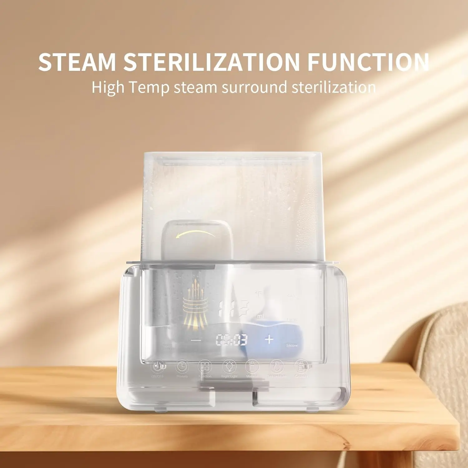 タイマー付きベビーボトルウォーマー、正確な温度制御、赤ちゃんの食品加熱、母乳育児の必需品、防御、9-in-1