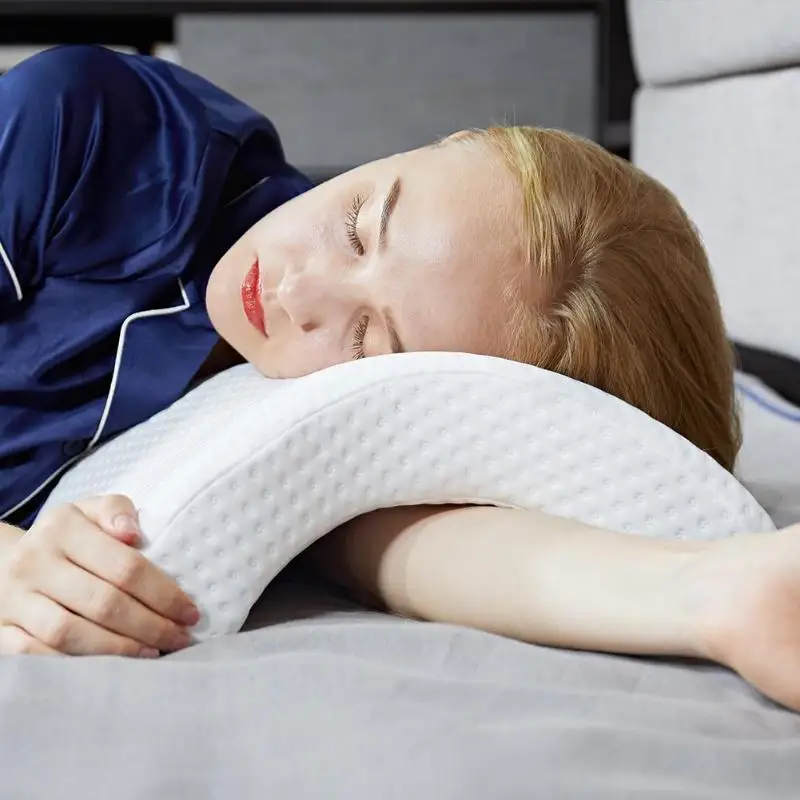 Travesseiro ortopédico curvo em forma de u para dormir, travesseiro de espuma para as mãos, produtos ortopédicos ocos, travesseiro de pescoço, travessas laterais de viagem