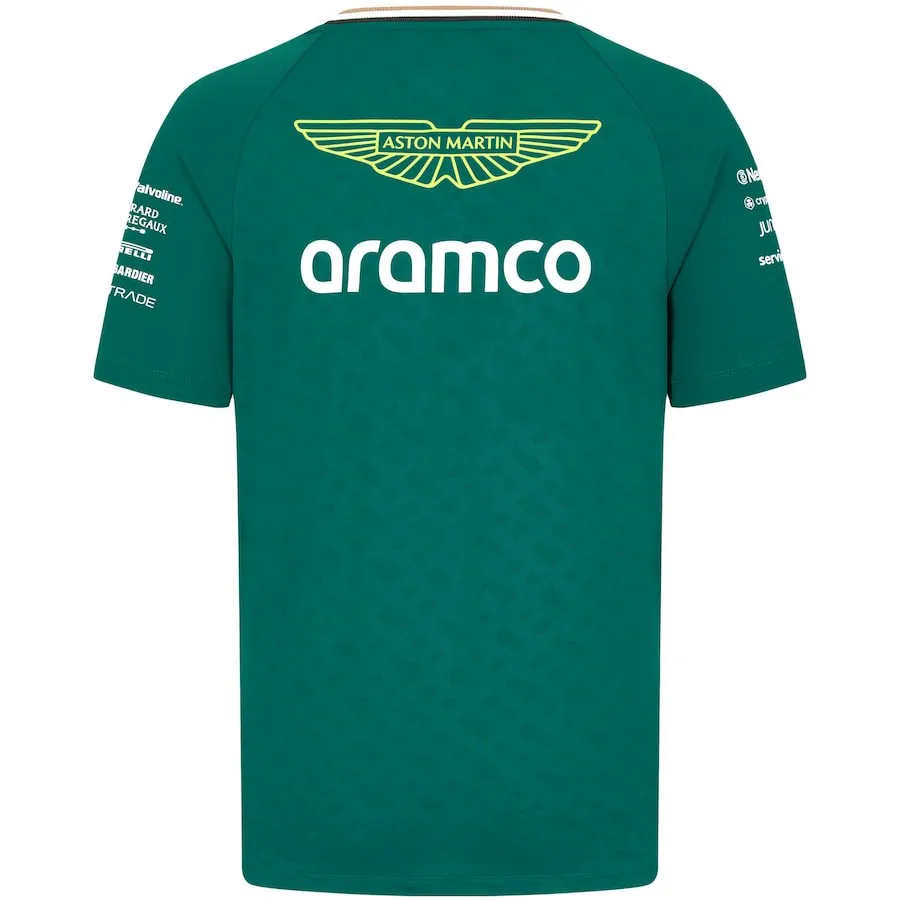 Formula1 Team Racing 2024 ใหม่สีเขียวฤดูร้อนผู้ชายBreathableเสื้อยืดกีฬากลางแจ้งทีมลําลองแขนสั้นTเสื้อสําหรับชาย