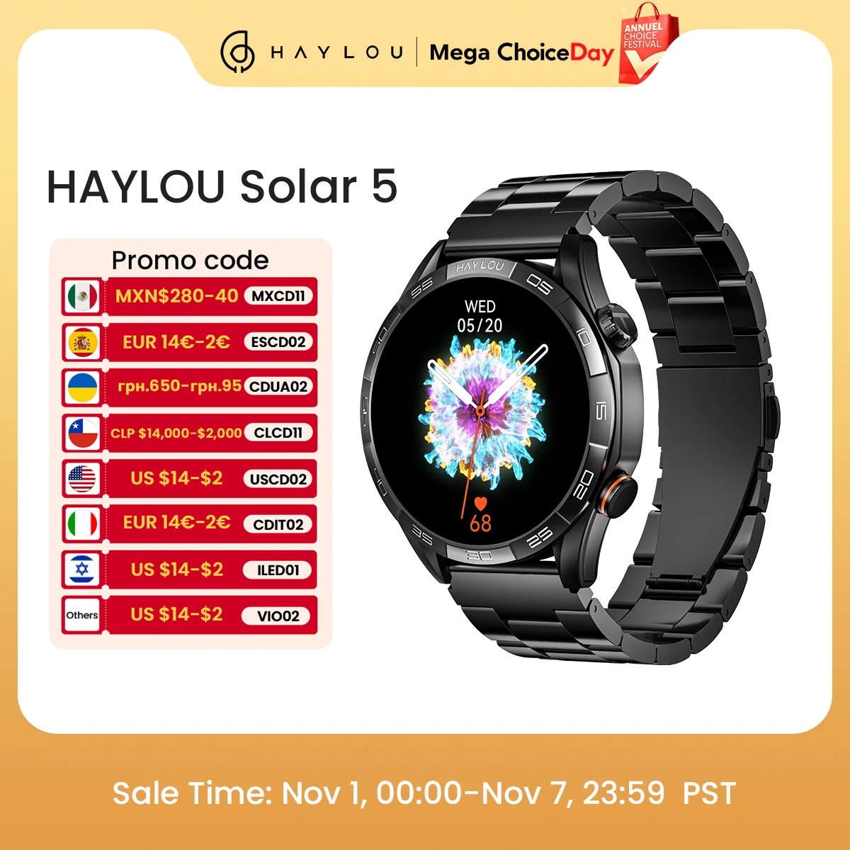 Смарт-часы HAYLOU Solar 5 с функцией голосового вызова, 1,58-дюймовым AMOLED-дисплеем, 60 Гц, 24-часовой мониторинг здоровья, спортивные смарт-часы для мужчин