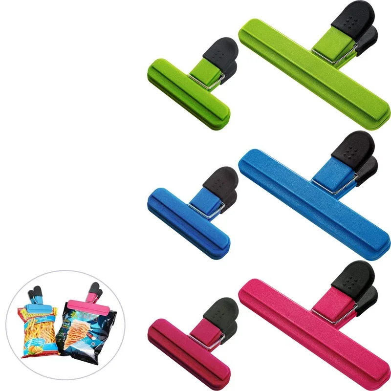 Clips grandes para bolsas de patatas fritas, Clips de plástico para bolsas de alimentos de varios tamaños, Clips para alimentos con agarre sellado ajustado para bolsas de pan y café