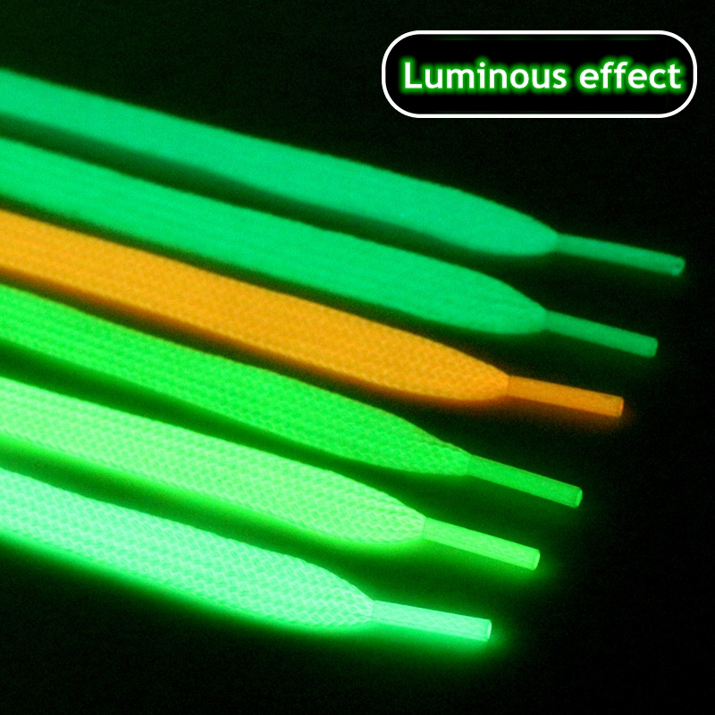 Nuevo 1 par de cordones luminosos zapatillas planas cordones de zapatos de lona que brillan en la oscuridad Color nocturno cordones fluorescentes 80/100/120/140cm