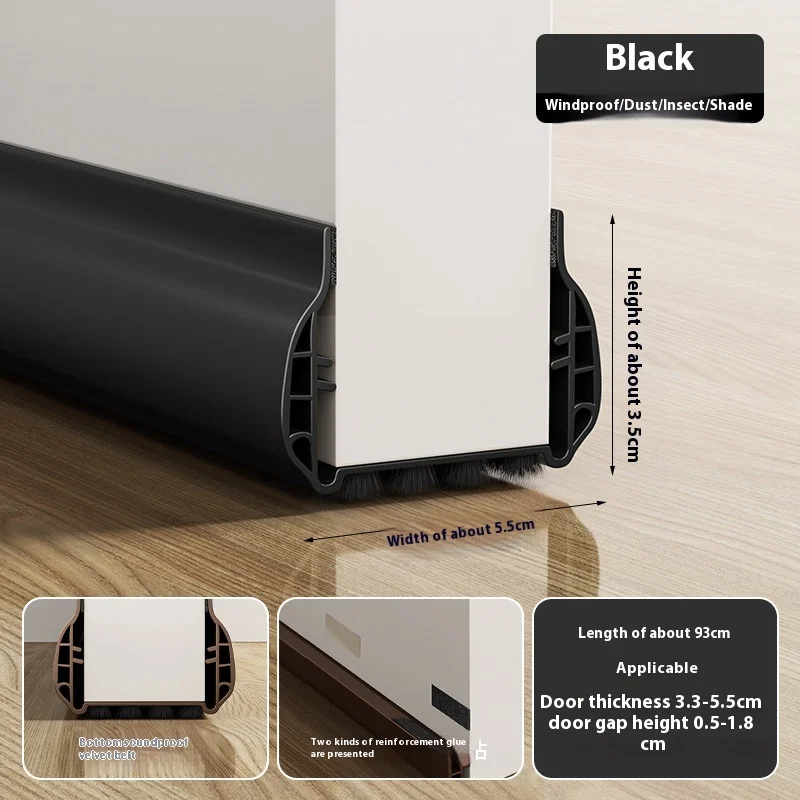 Burlete inferior de puerta de PVC, tira de sellado de aislamiento de ruido y polvo, cinta aislante autoadhesiva para puerta, 1 ud.