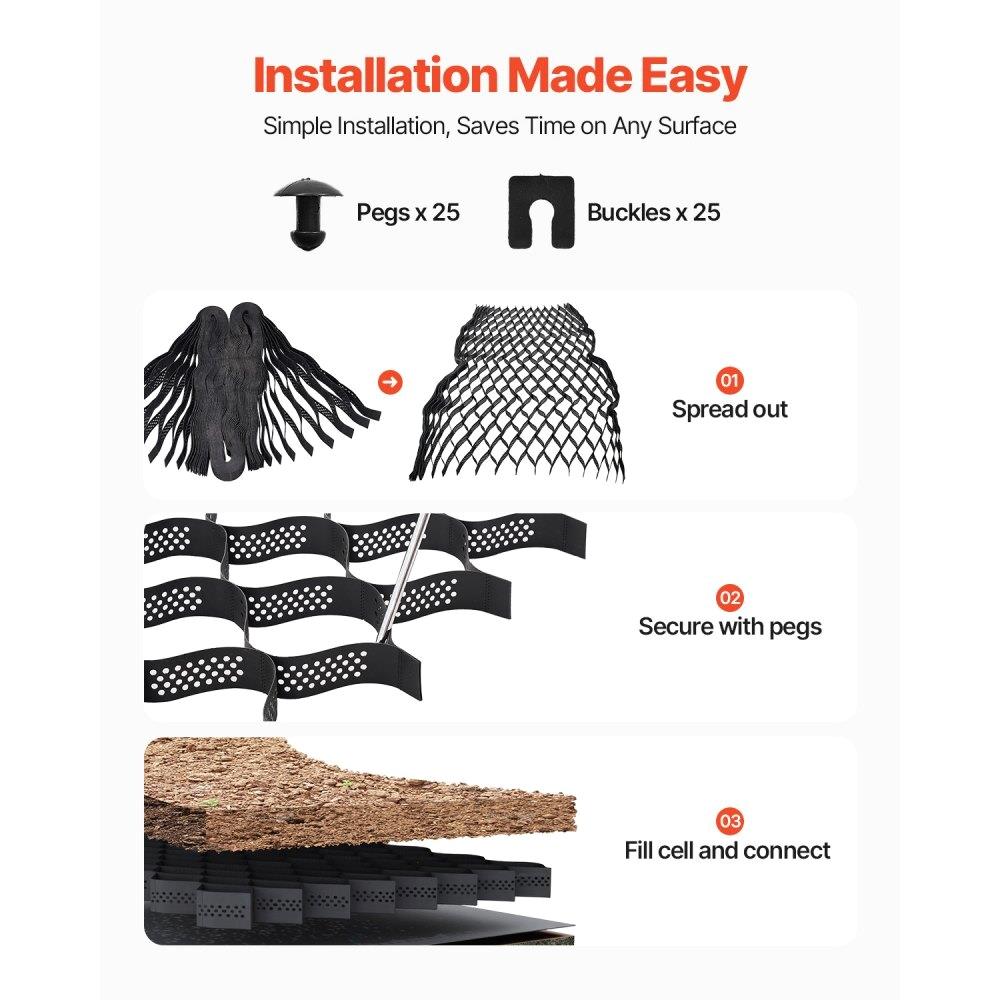 3 Inch Deep Geocell Ground Grid 17.06x8.86FT for gravel Driveway Landscaping Soil Stabilization