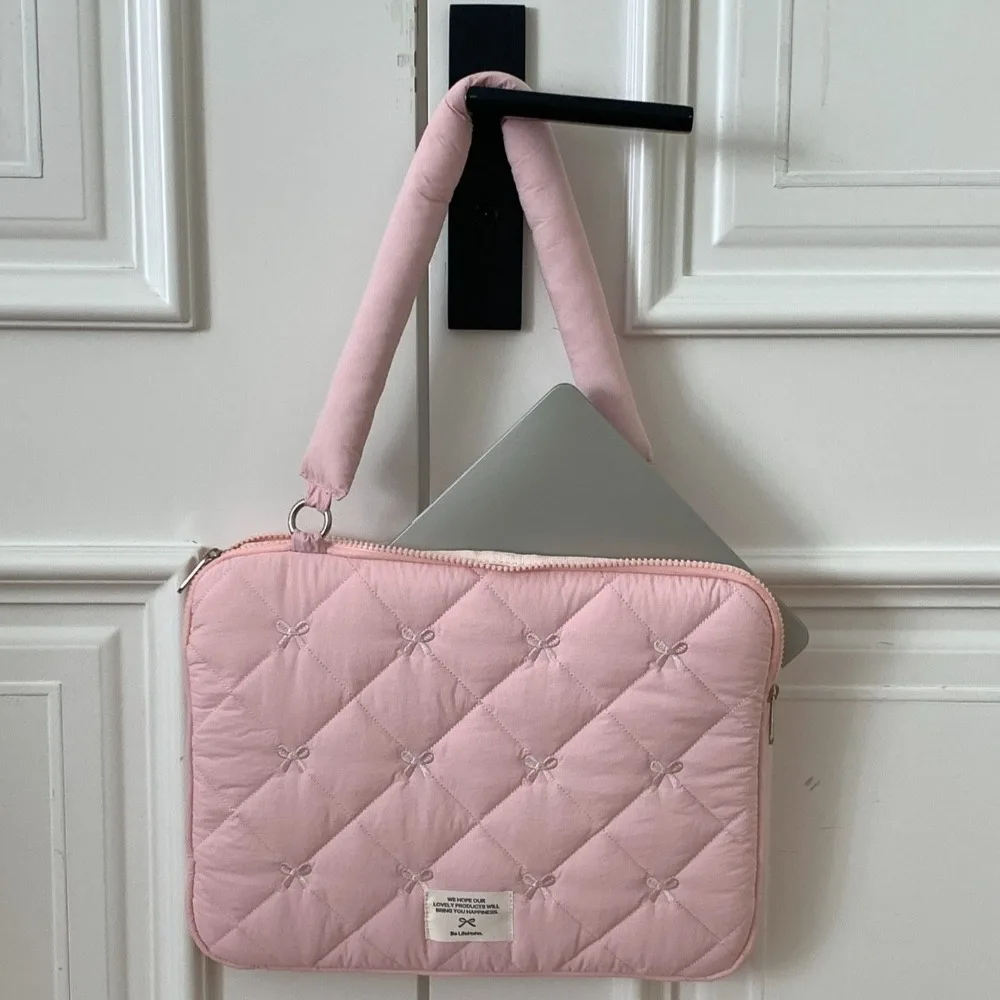 Embroidered Bow Business Briefcases File Folder Handbag Document Tote Bolsas Large Capacity Shoulder Bag Laptop Sleeve Case Bag