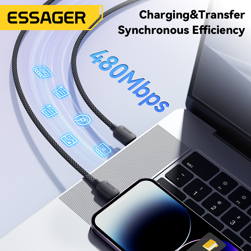 Essager Cable USB tipo C para iPhone 14 13 12 11 Pro Max XS PD 20W cargador rápido USB C a Lightning Cable de 29W para iPad Macbook