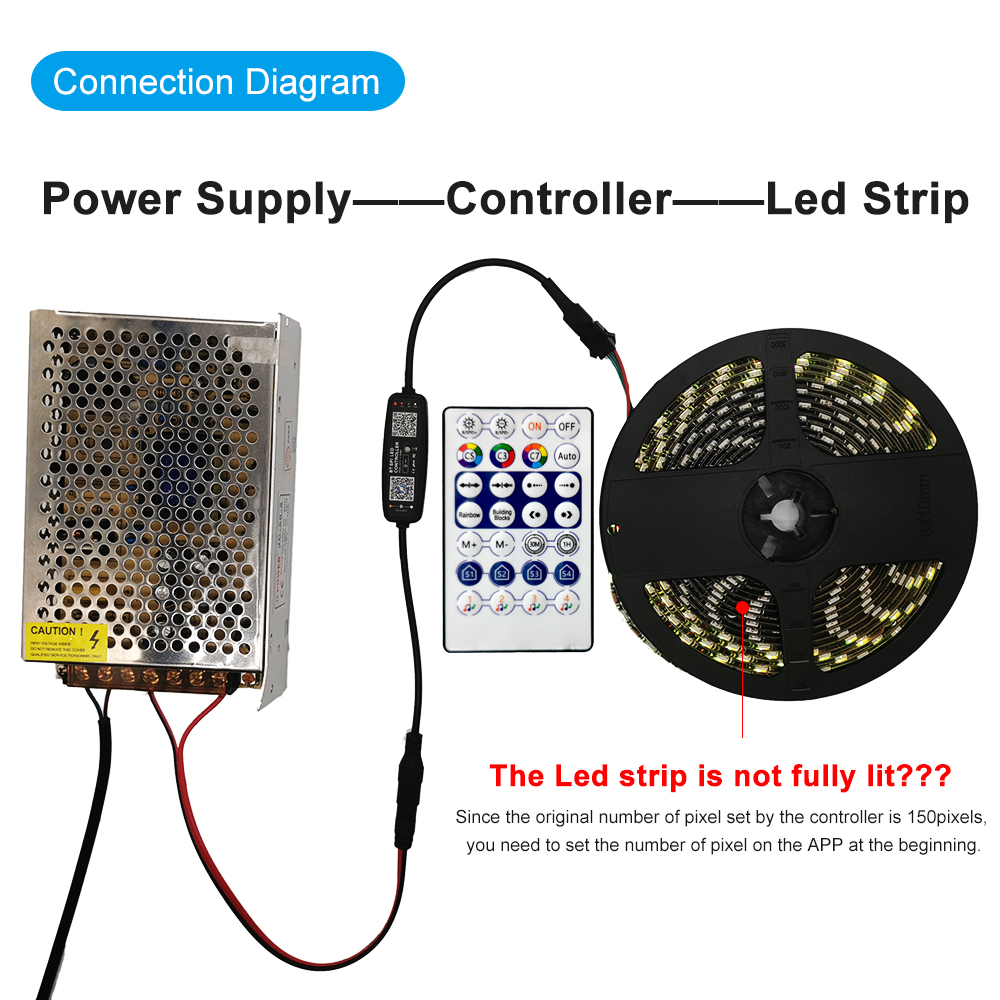 WS2811 WS2812B LED Controller Bluetooth Music Built-in MIC 28Keys Remote Control Individually Addressable LED Pixel Strip Light