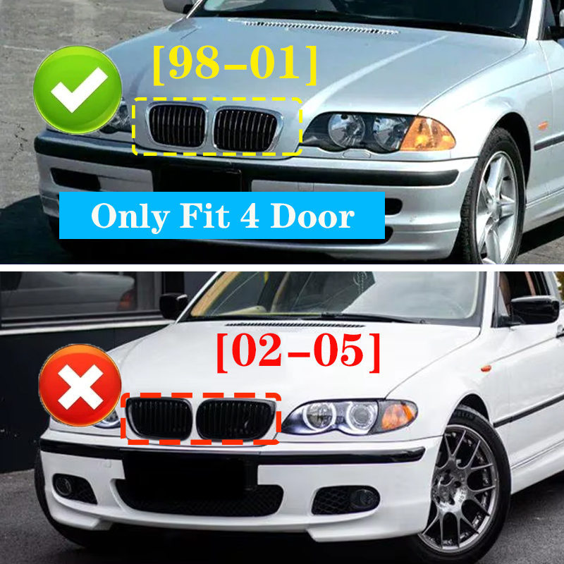 Передний бампер автомобиля, решетка для почек, горячие решетки, глянцевые черные решетки для BMW 3 серии E46, 4-дверные 4D 4DR 1998-2001, аксессуары