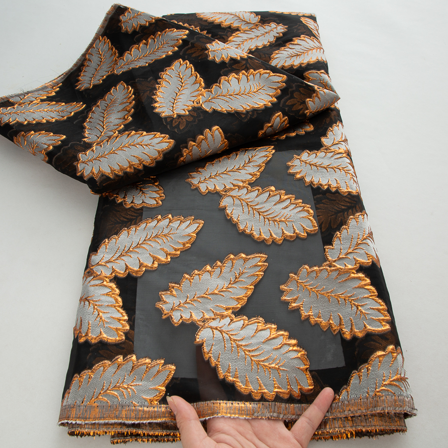 2025 tecido de renda de tule jacquard francês de alta qualidade 5 jardas tecido de renda de organza brocado africano nigeriano para vestido de festa a4224