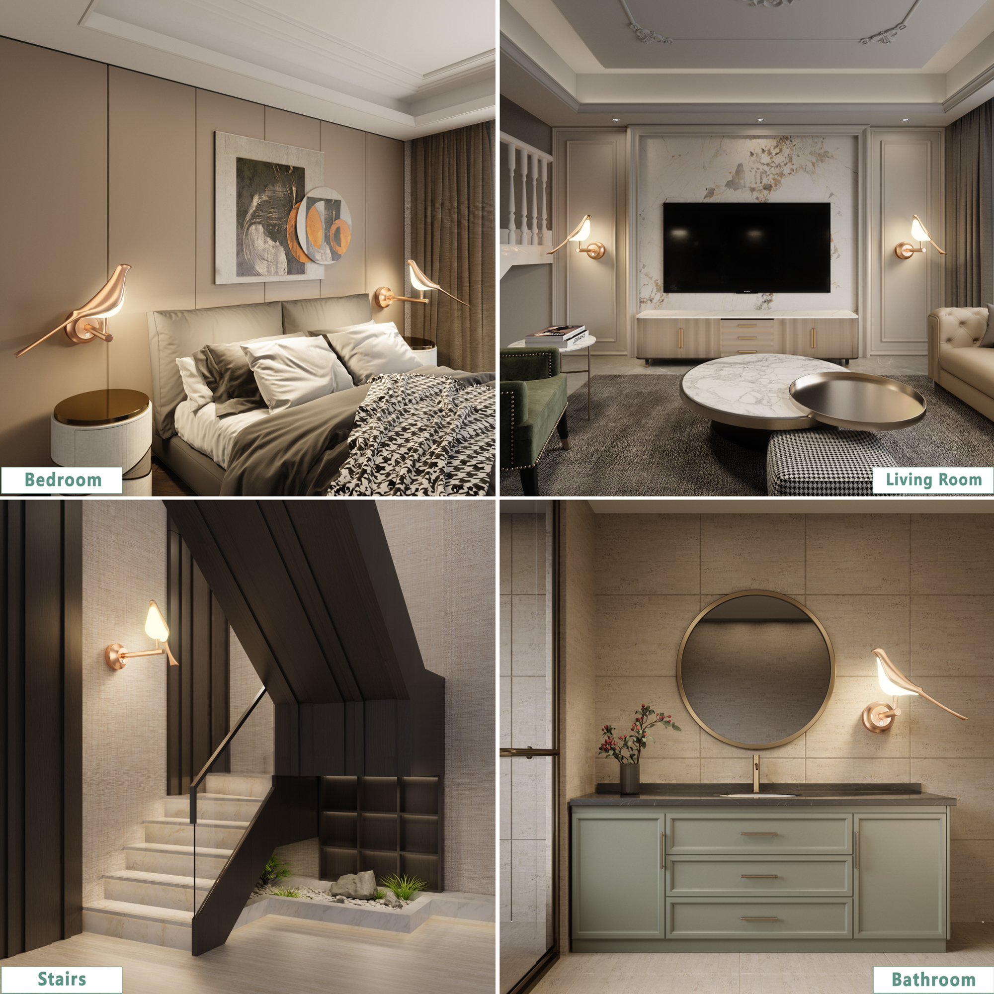 Nordic Modern led Wall Lamps Golden Bird 12w Decorati Bedside Indoor For Wall light Living Room Sofa Background Rotatable Sconce