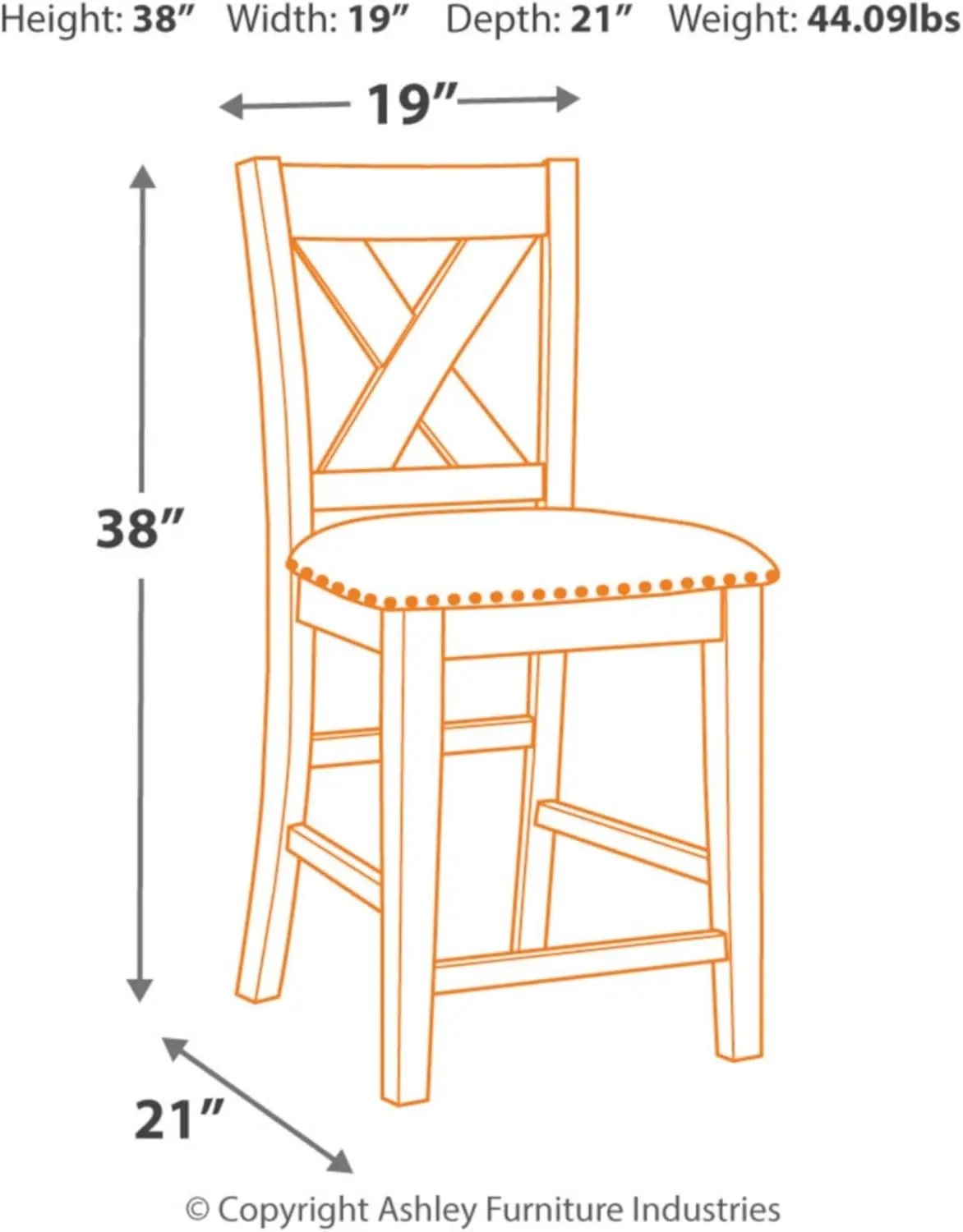 Design by Ashley Caitbrook Rustic 24.63" Counter Height Upholstered Barstool, Set of 2, Gray