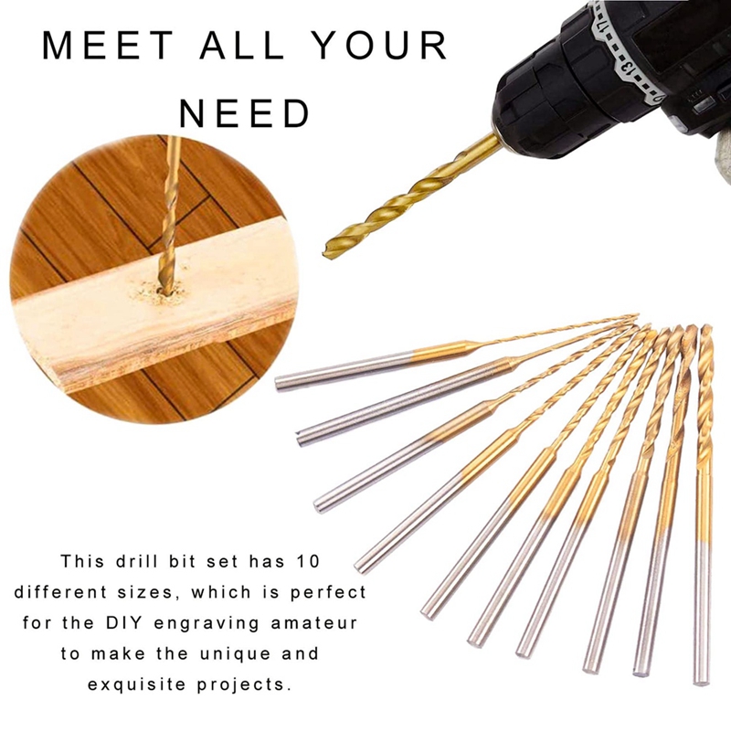 Micro-Xoắn Bộ Mũi Khoan-10 Chiếc 0.6Mm-2.2Mm Nhỏ Mũi Khoan 2.35 Vỏ HSS khắc Mini Khoan Lỗ Dụng Cụ Khoan