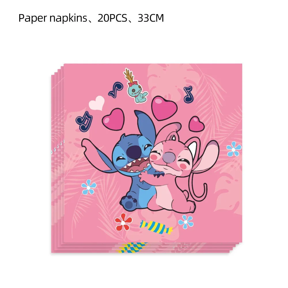 Disney Lilo et Stitch décoration de fête d'anniversaire fille garçon vaisselle jetable nappe sac de bonbons assiette papier tasse fournitures Kit
