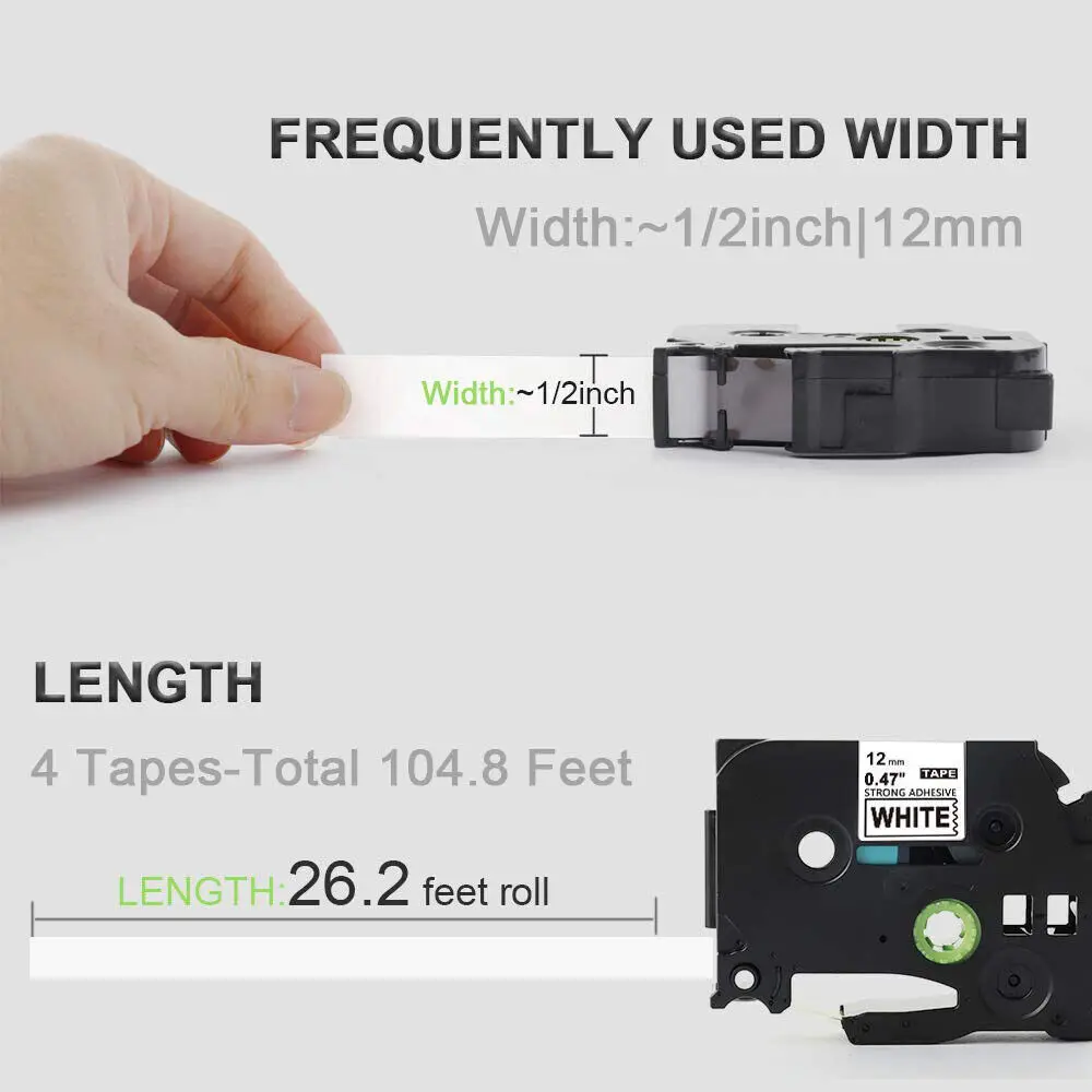 31 สีเทปฉลาก TZe-231 TZ 234 ตลับหมึกลามิเนตฉลากริบบิ้น Fit Brother P-touch Label Maker PT-E105 1010 H101C D210