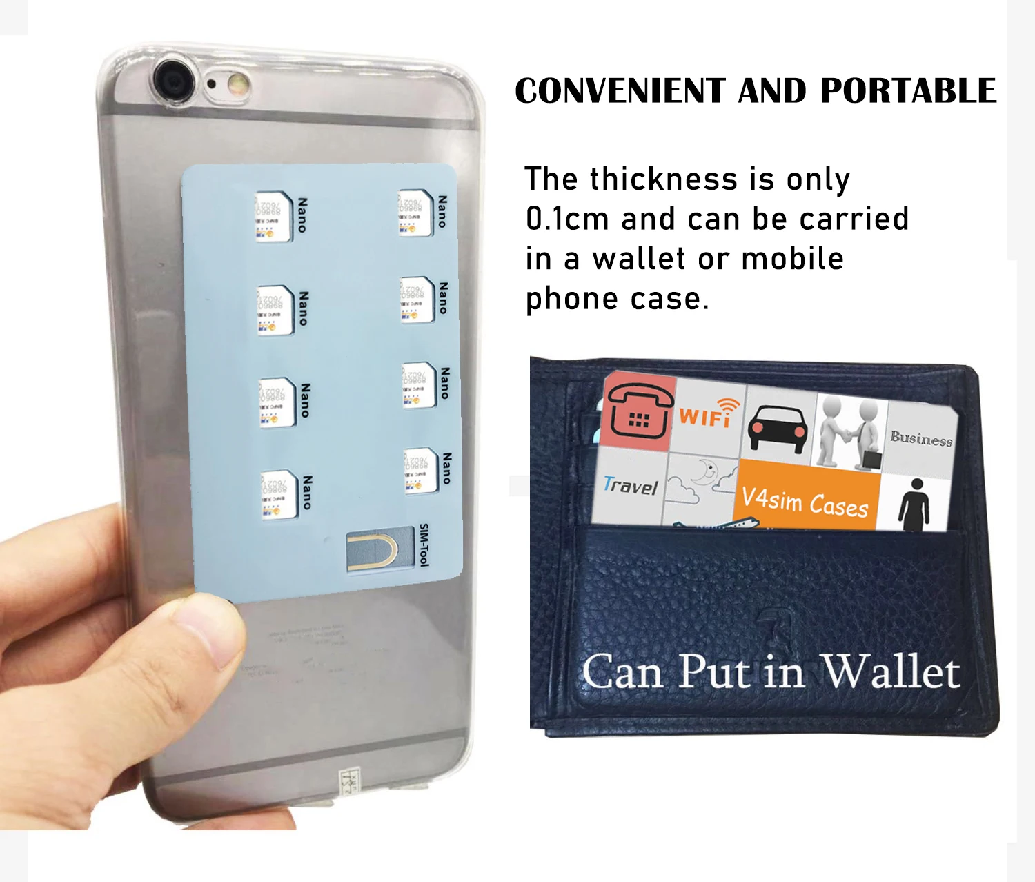 V4sim เคสการ์ตูนนาโนการ์ดและที่ใส่พิน บรรจุการ์ดนาโนและพินโทรศัพท์มือถือ 8 ชิ้น