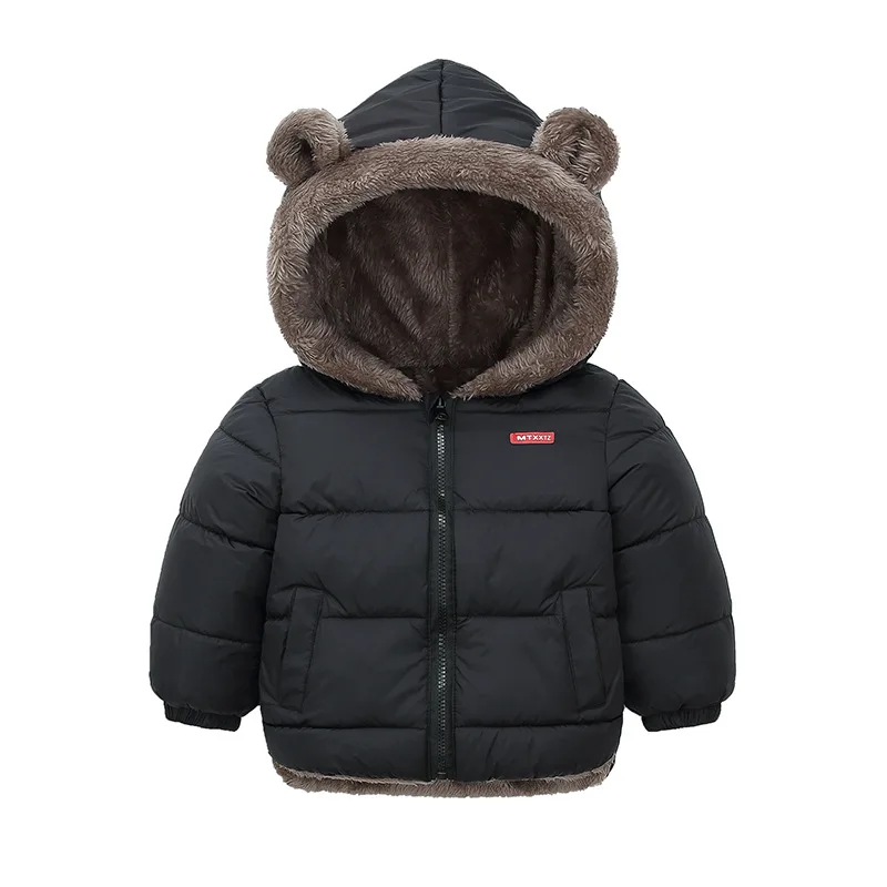 Bebê meninos meninas jaqueta com capuz algodão outerwear crianças grosso casaco de lã cashmere acolchoado jaquetas inverno meninos meninas casacos quentes