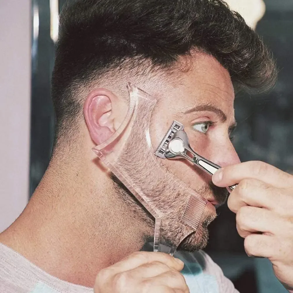 Modello per lo styling della barba da uomo Pettine per barba con stencil per uomo Leggero e flessibile Adatto all-in-one Strumento per modellare la barba