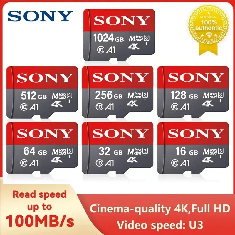 Tarjeta SONY Micro TF SD, tarjeta de memoria SD extrema 1TB 512GB 128GB 256GB U3 V30 4K, tarjetas Flash de memoria completa para teléfono, cámara de ordenador